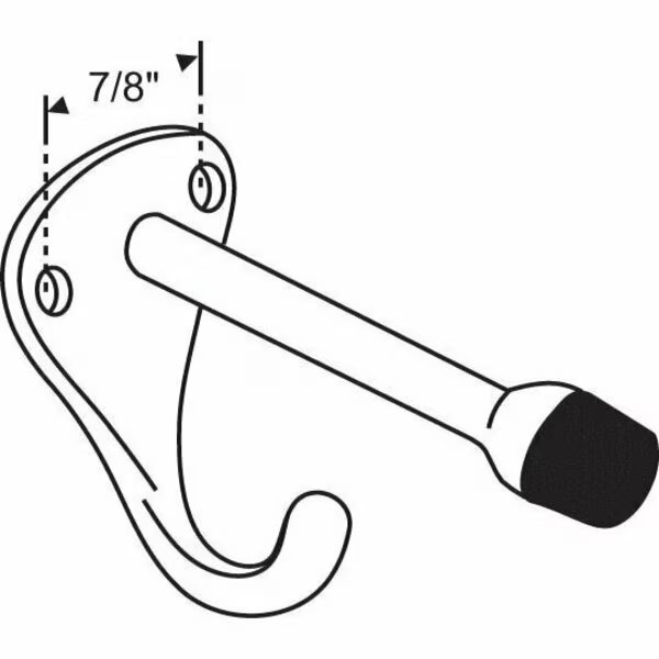 Chrome Coat Hook with Bumper, Strybuc, Mfr#: 91-6